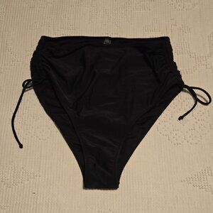 Black High-Waist Bikini Bottoms with Side Ties